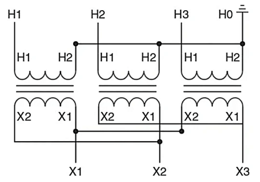 Connection Diagram for Wye/Delta Transformer