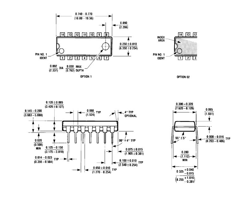 74LS08 Dimensions